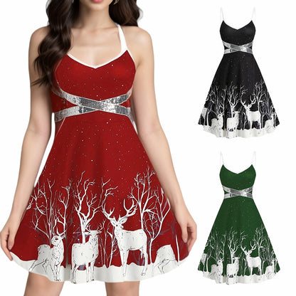 Christmas Sexy Suspenders Lace-up Dress