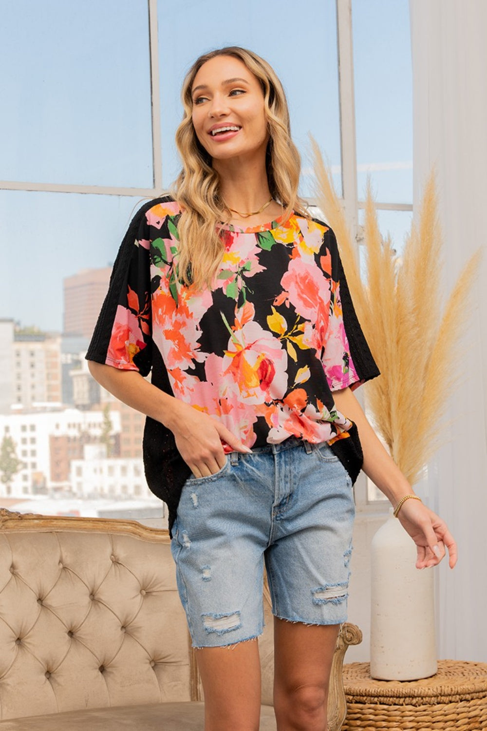 Sew In Love Full Size Floral Round Neck Short Sleeve T-Shirt