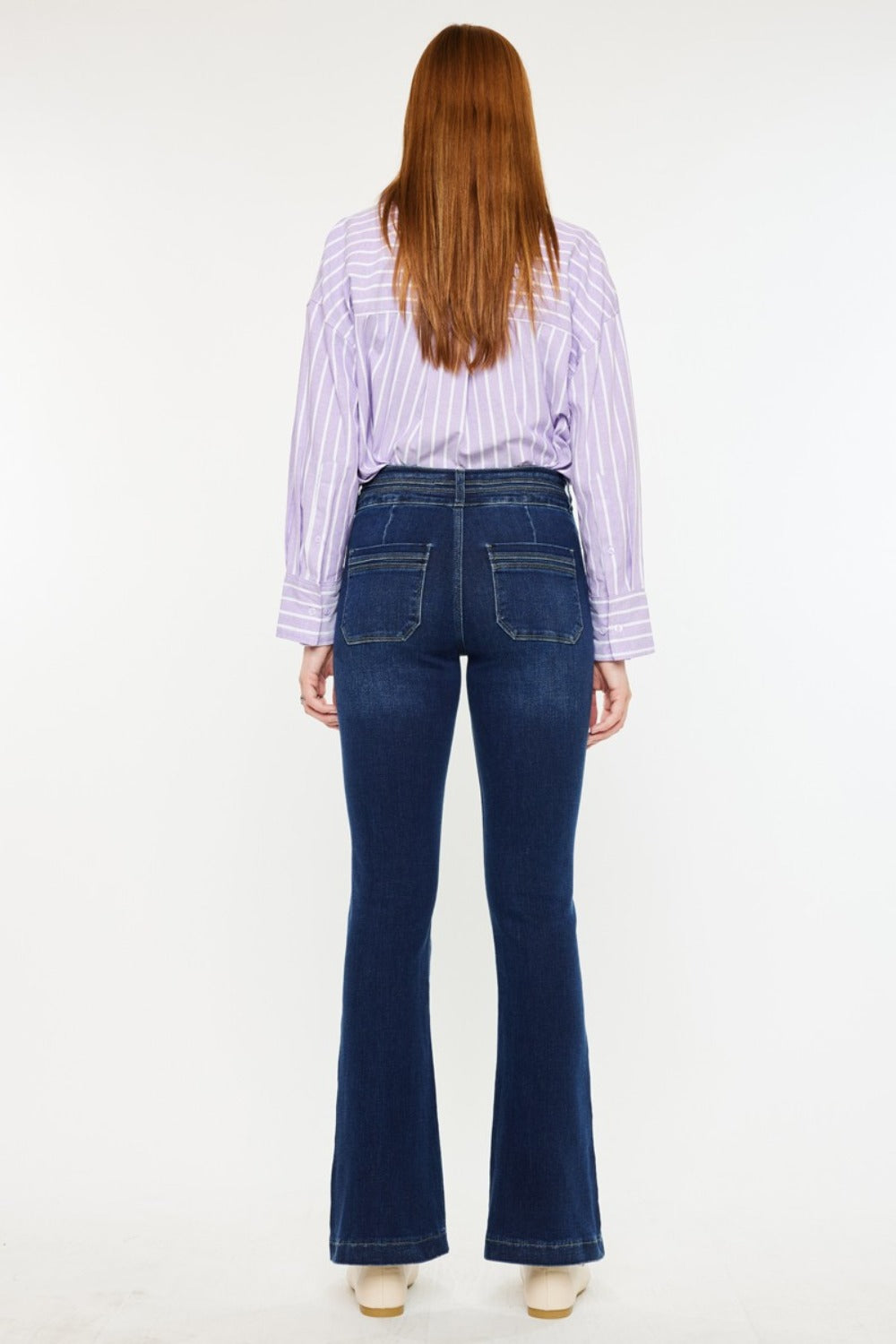 Kancan High Rise Double Waistband Flare Jeans