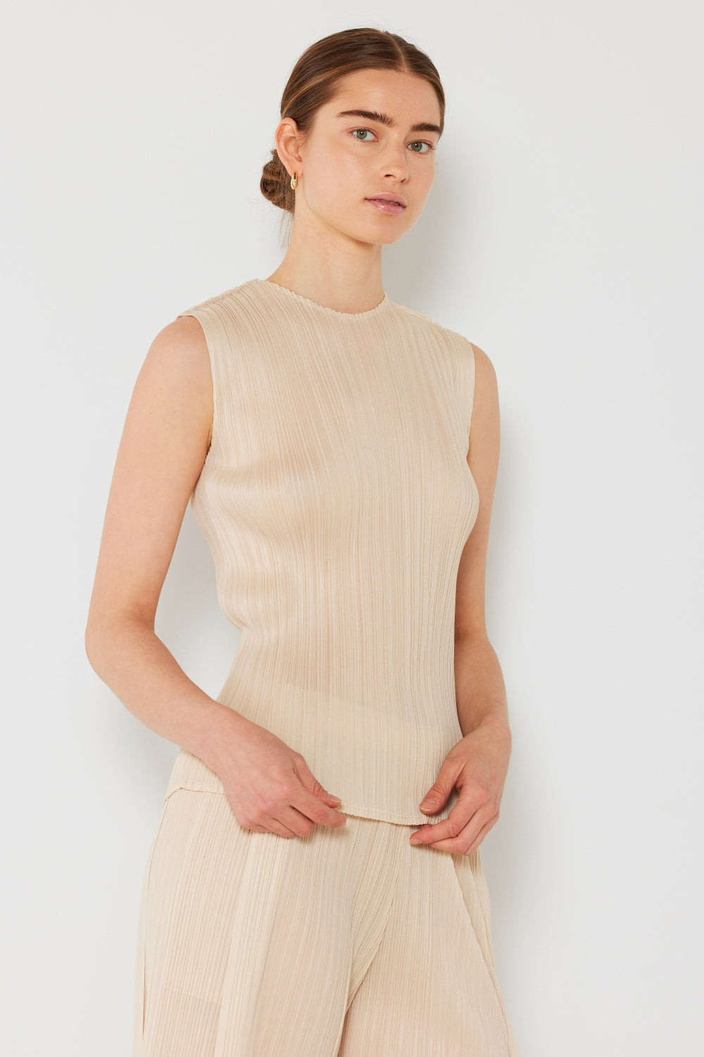 Marina West Swim Pleated Sleeveless Crewneck Tank