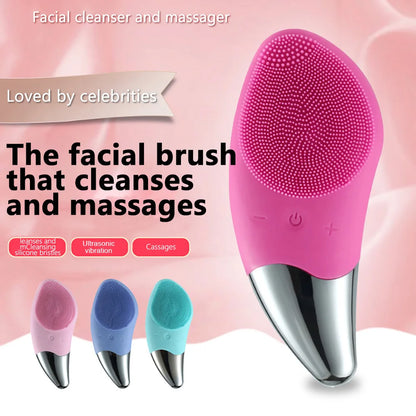 Mini Silicone Electric Facial Cleansing Brush USB Recharge Device