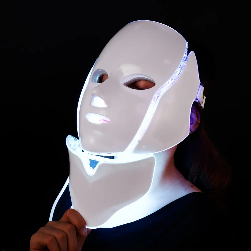 7 Colors Light LED Beauty Facial Mask With Neck Therapy Tool