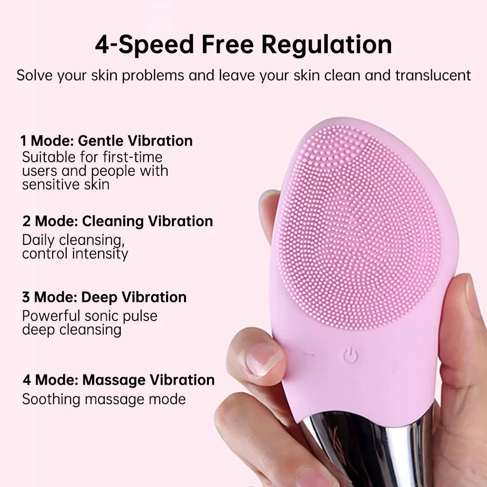 Mini Silicone Electric Facial Cleansing Brush USB Recharge Device