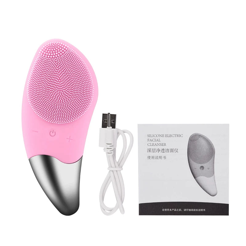 Mini Silicone Electric Facial Cleansing Brush USB Recharge Device