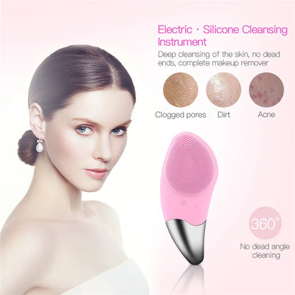 Mini Silicone Electric Facial Cleansing Brush USB Recharge Device