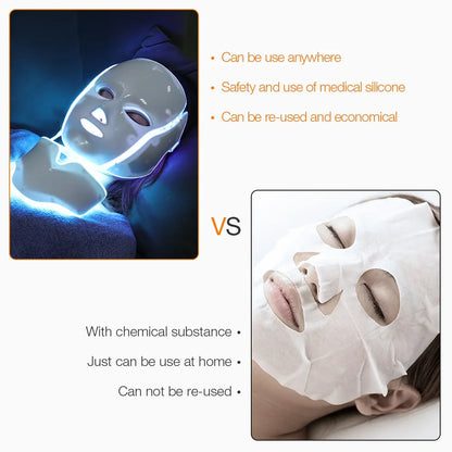 7 Colors Light LED Beauty Facial Mask With Neck Therapy Tool