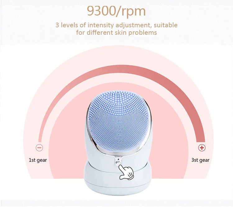 Electric Heated Silicone Face Wash Facial Cleansing Brush