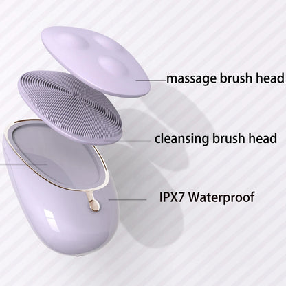 Electric Heated Silicone Face Wash Facial Cleansing Brush