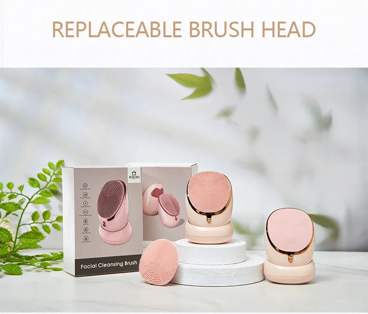 Electric Heated Silicone Face Wash Facial Cleansing Brush