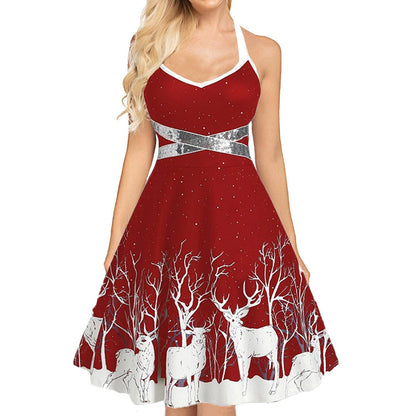 Christmas Sexy Suspenders Lace-up Dress