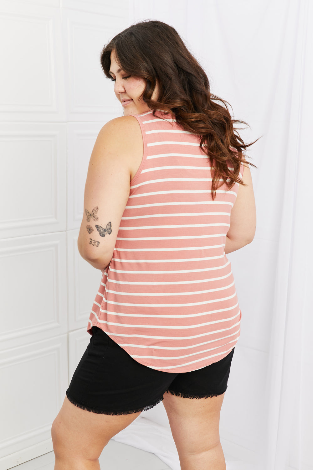 Zenana Find Your Path Full Size Sleeveless Striped Top